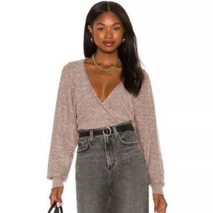Free People V-Neck Sweater in Rose Gold